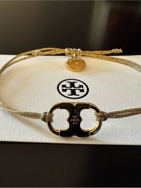 Tory Burch Gold Corded Logo Slide Bracelet NWOT
